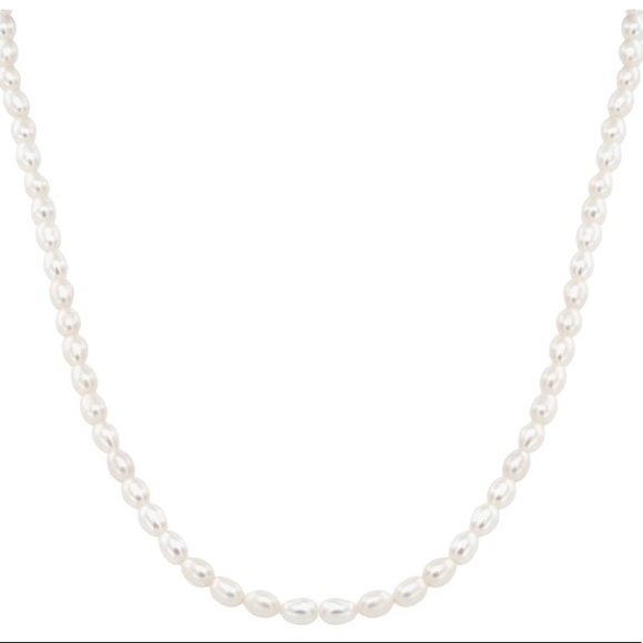 White Lustrous Irregular natural freshwater pearl necklace sterling silver 16” - Picture 1 of 2